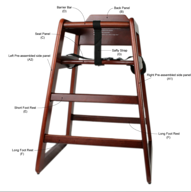 Walnut Baby Wooden High Chair