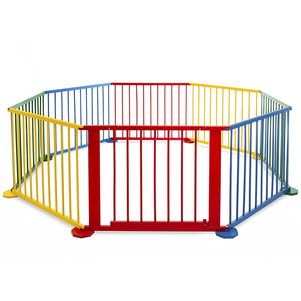 8 Panel Multicolored Wooden Baby Playpen