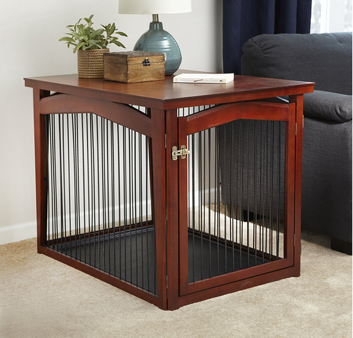Configurable Wooden Pet Crate and Gate, Brown