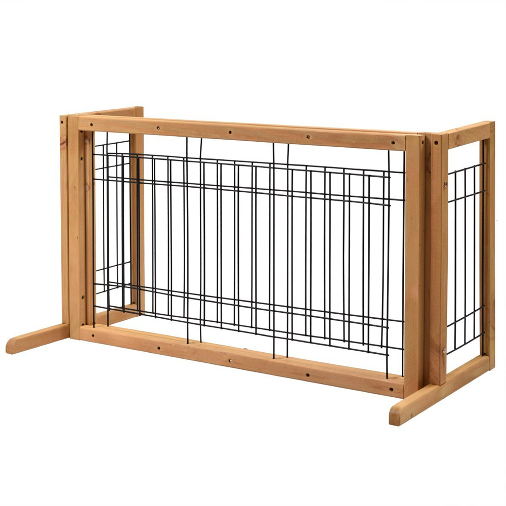 Large Wooden Freestanding Pet Dogs Fence Gate Indoor