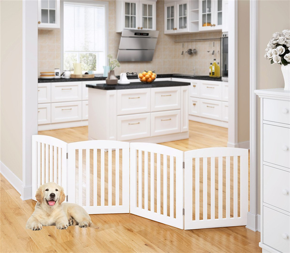 Home Wooden Freestanding Foldable Pet Gate for Dogs