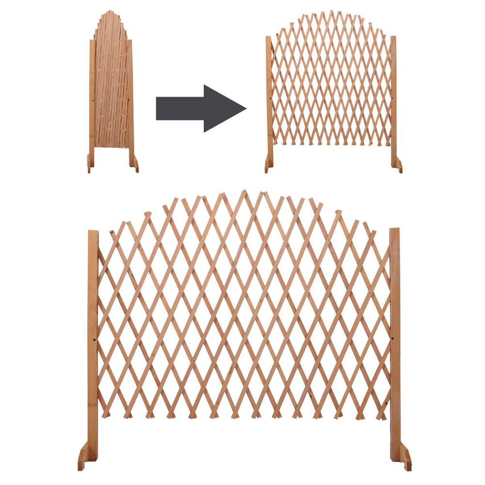 Expandable Patio Fence Wooden Screen Portable Pet Safety Gate Kid Garden