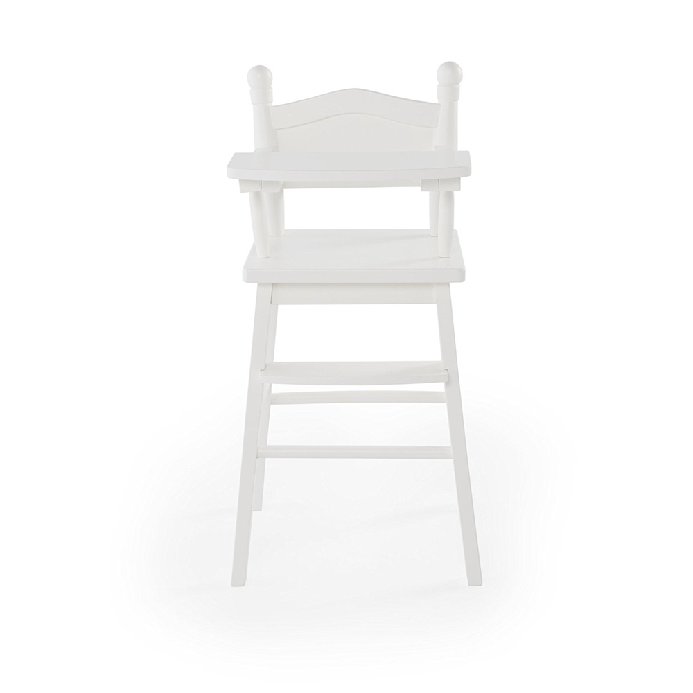 White Wooden Doll High Chair with Tray