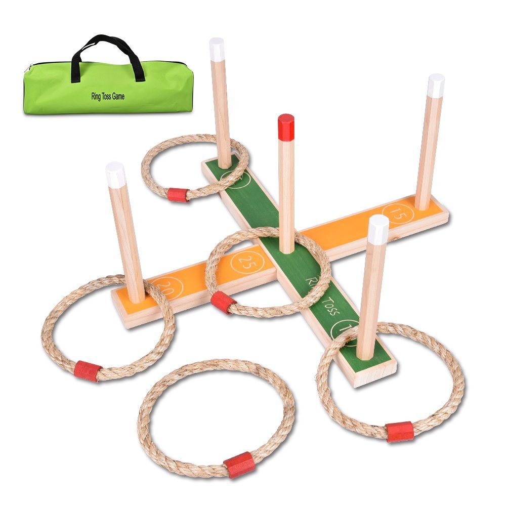 Wooden Ring Toss Set, Christmas Gift Toy For Kids