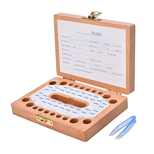 Retangular Wooden Baby Milk Tooth Box