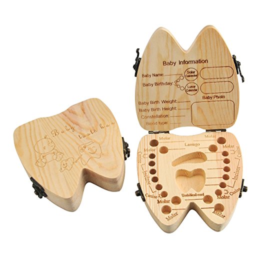 Baby Tooth Box Wooden Baby Save Milk Teeth Lanugo Hair Wood Storage Box