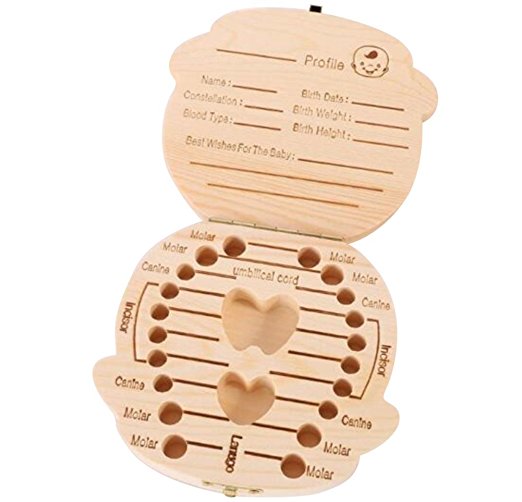 Wooden Teeth Save Box Souvenir Box, Milk Teeth Wood Case Storage