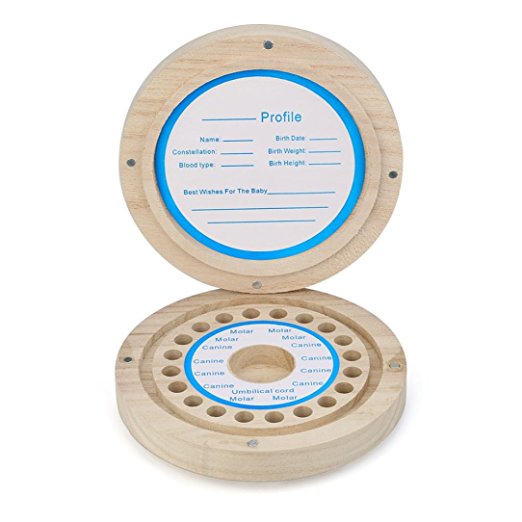 Kids Tooth Lanugo Organizer Baby Milk Teeth Saver Wooden Storage Box