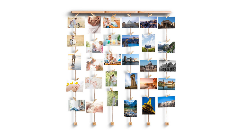 Wall Hanging Picture Photo Frames 26 by 29 Inch with 30 Wooden Clips