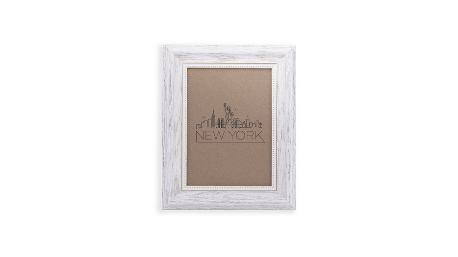 4x6 inhc Wooden Picture Frame White Gold - Mount Desktop Display