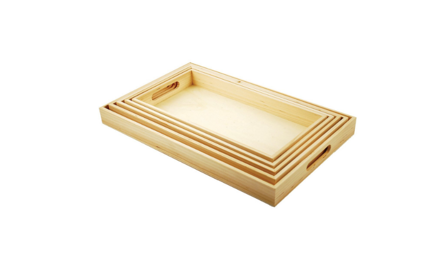 Paintable Wooden Trays with Handles, 6.58 by 13-Inch to 10-18 by 16-18-Inc