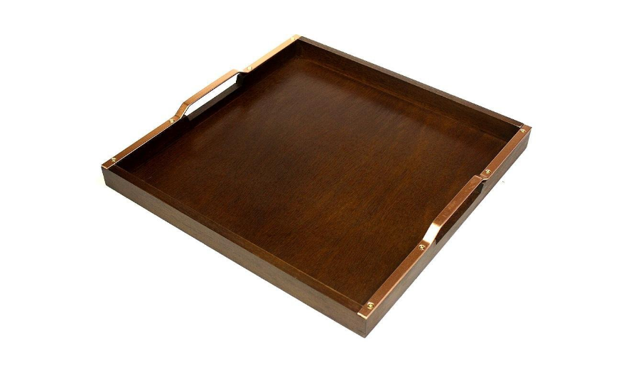 Wooden Serving Tray With Copper Finish Handles