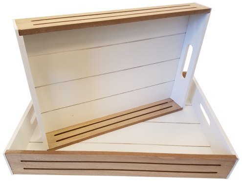 Wooden Serving Tray - Ottoman Tray - Coffee Table Tray with Carrying Handles