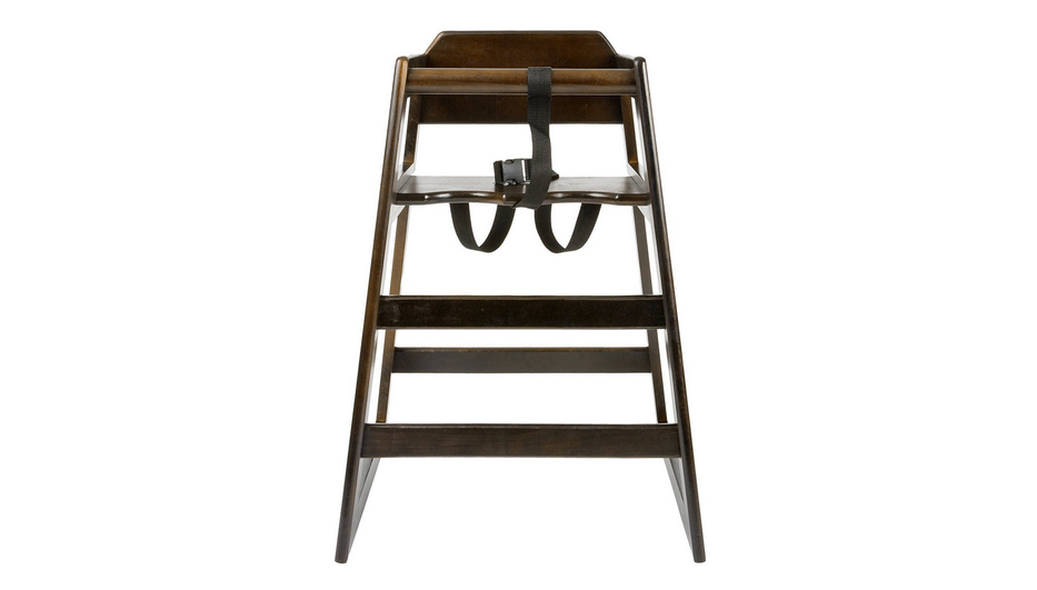 Wooden High Chair, Walnut, Natural Wood Finish Baby High Chair