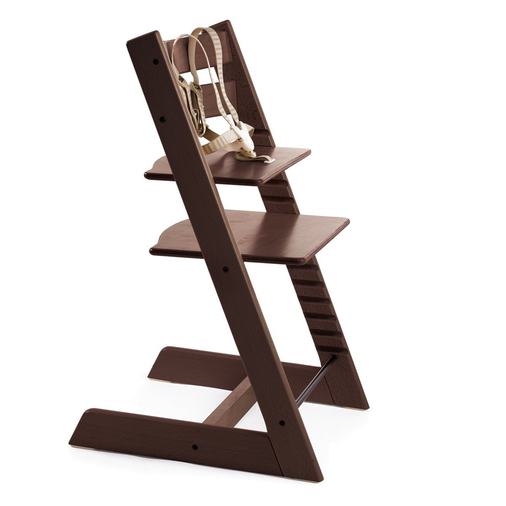 Wooden Baby High Chair - Walnut Brown