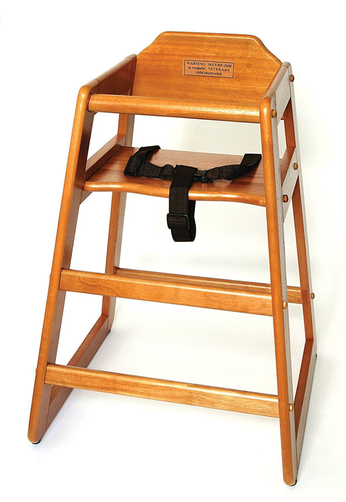 Wooden Children's High Chair, 20 W x 19.75 D x 28.75 H