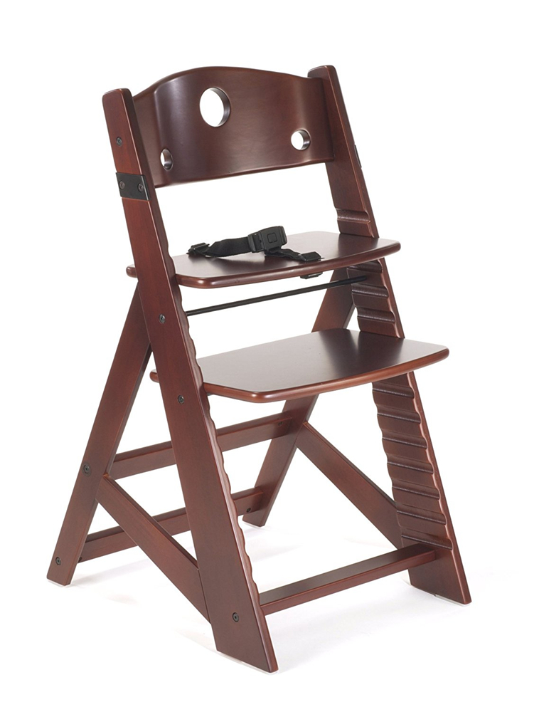 Height Right Wooden Kids High Chair, Mahogany
