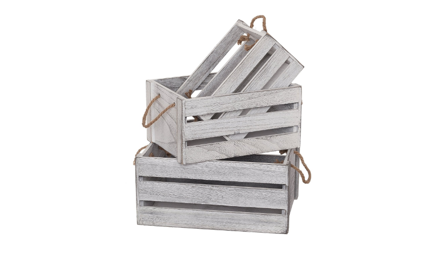 Decorative Storage Wooden Crates with Rope handles