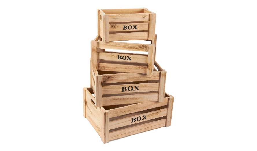 Wood Crates - Unfinished Wooden Vinyl Storage Boxes with Different Sizes