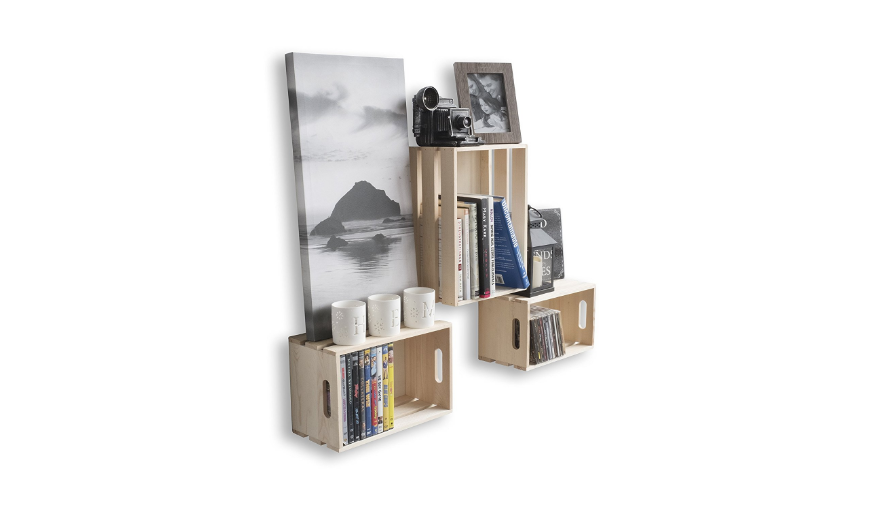 Rustic Storage wooden Crates Organizer Unfinished Wood Natural Birch Wood