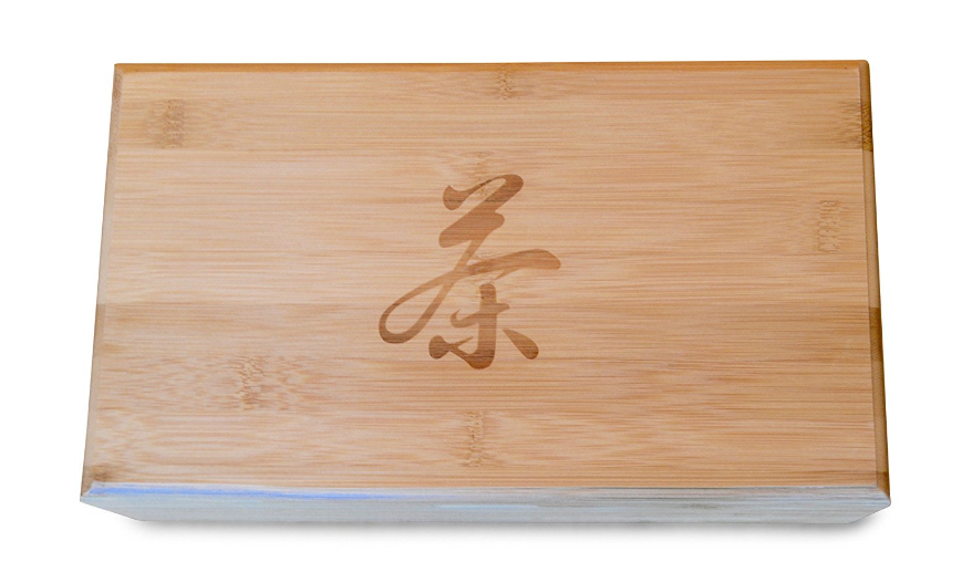 Chinese characters bamboo tea box with hinged lid,8 compartments