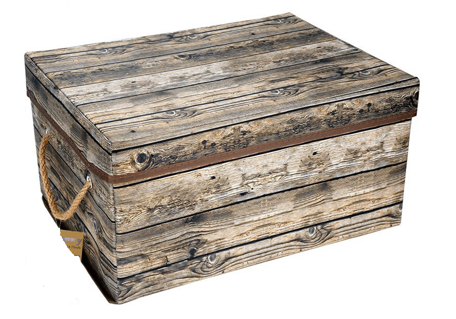Antique foldable wooden box with rope handle,with lid