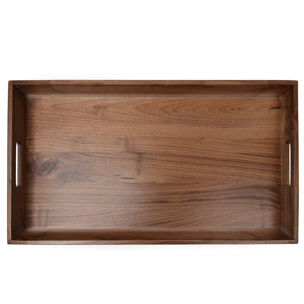 Extra Large Serving Tray With Handle Handmade Black Walnut Wooden Ottomans Tray