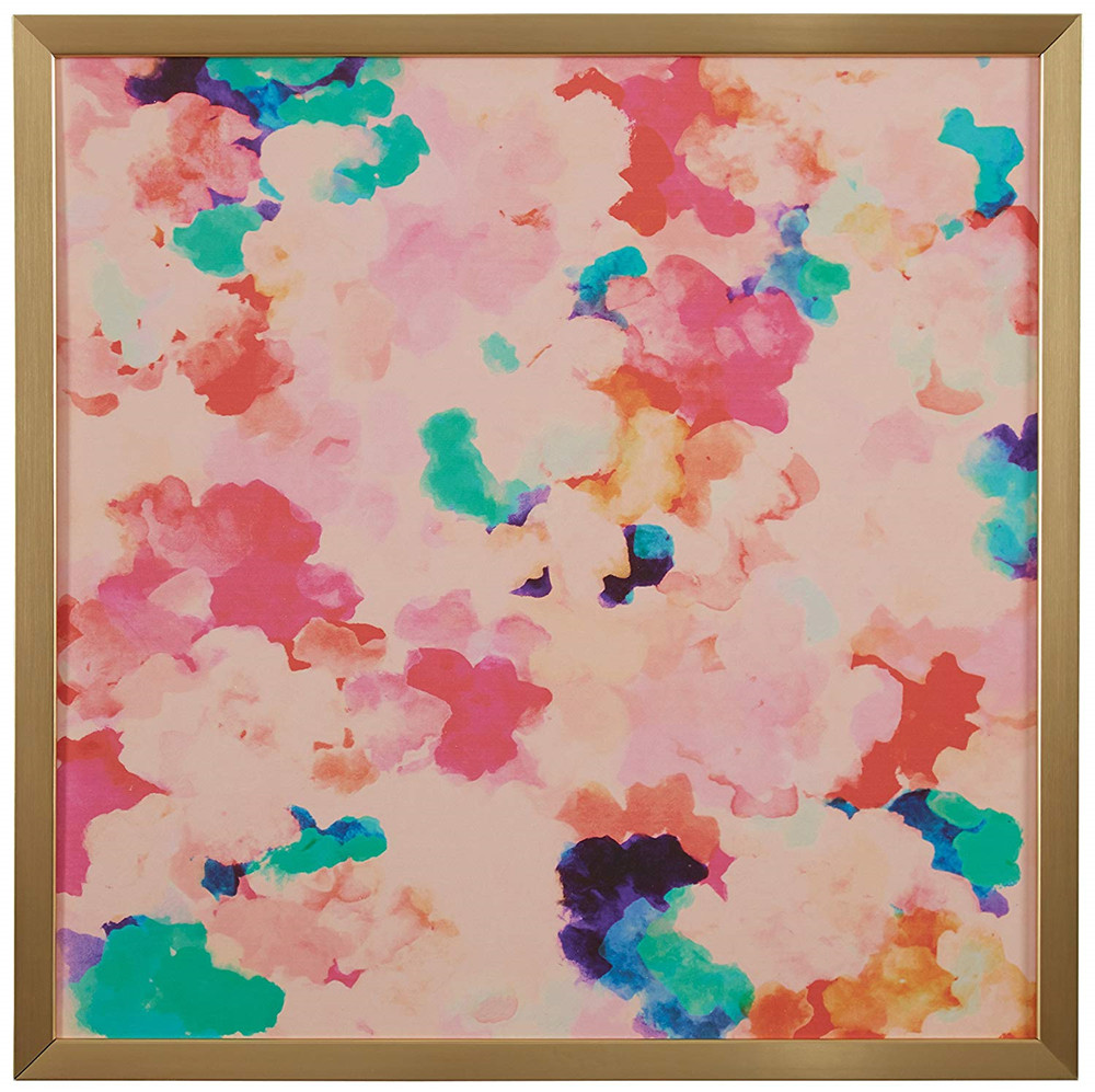 Spring Pink Floral Print in a Gold Wood Frame