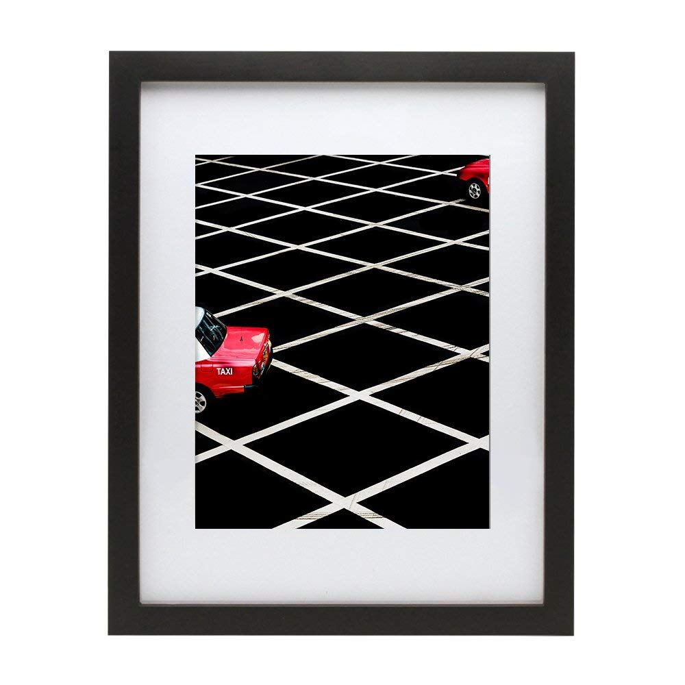 Black Picture Frame 11x14 with White Mat to fit 8x10 Photo for Wall Gallery