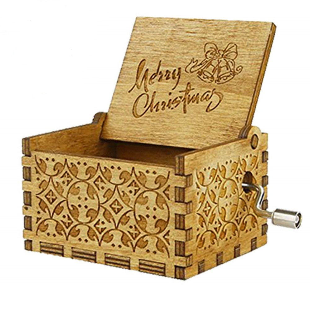 Vintage Wooden Music Box with Funny Rhythms of Xmas
