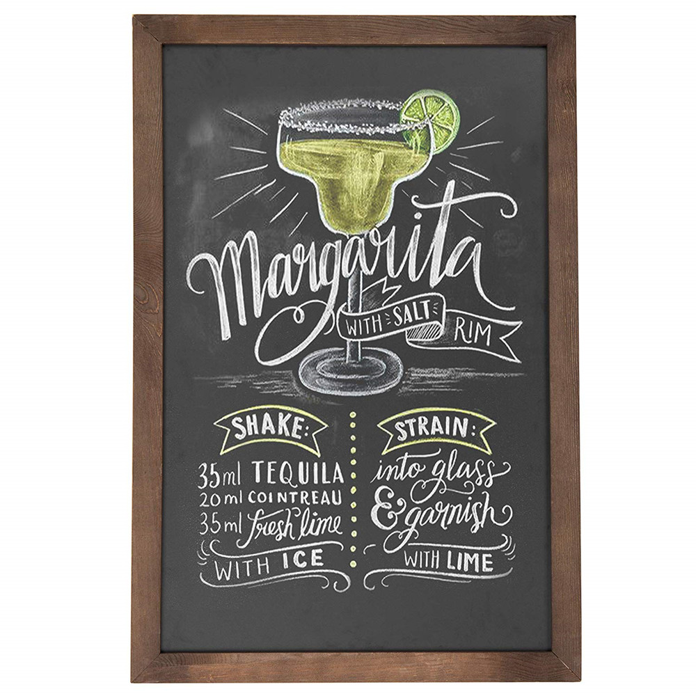 Vintage Wall Mounted Brown Wood Framed Chalk board Sign  Retail & Cafe Menu Board - 36 x 24inch