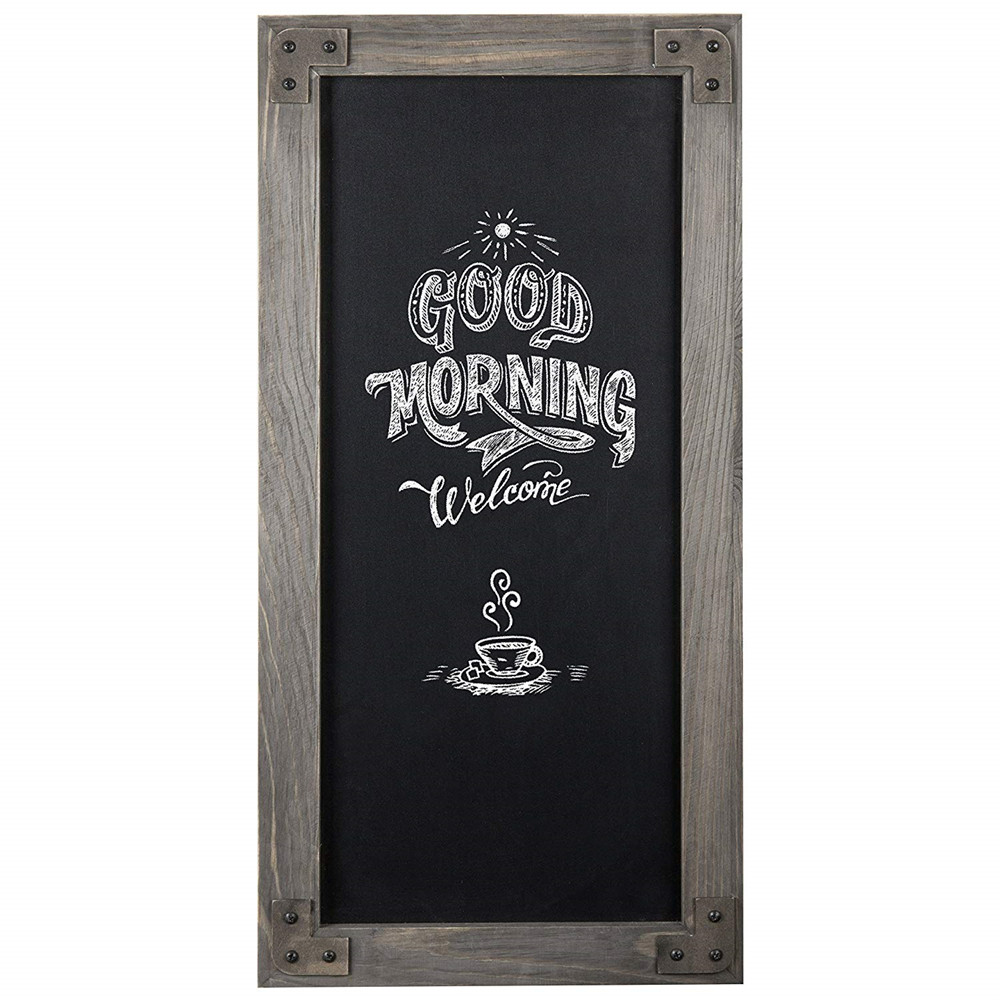 Torched Wood Vertical Frame Chalkboard, Wall Mount Erasable Message Board