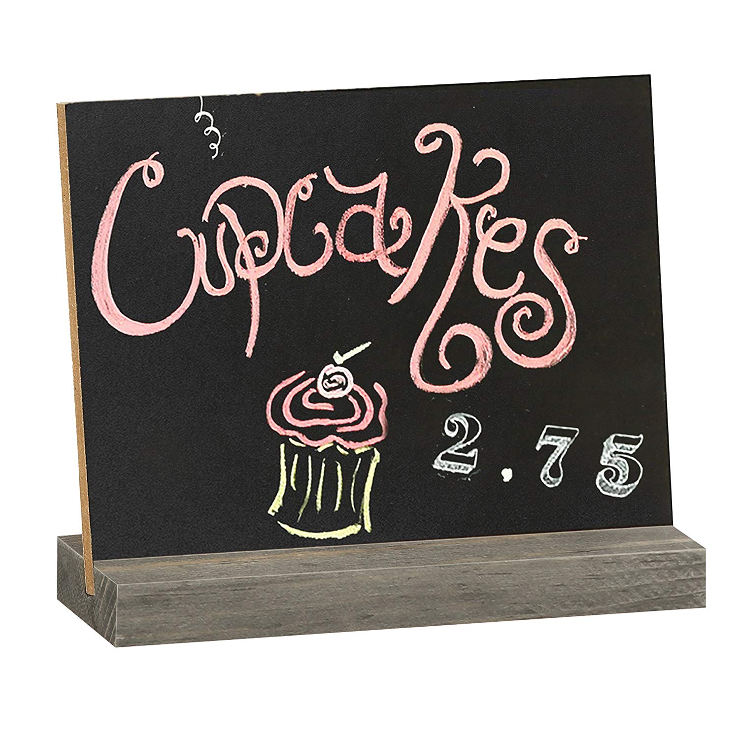 Mini Tabletop Chalkboard Signs with Vintage Style Wood Base Stands