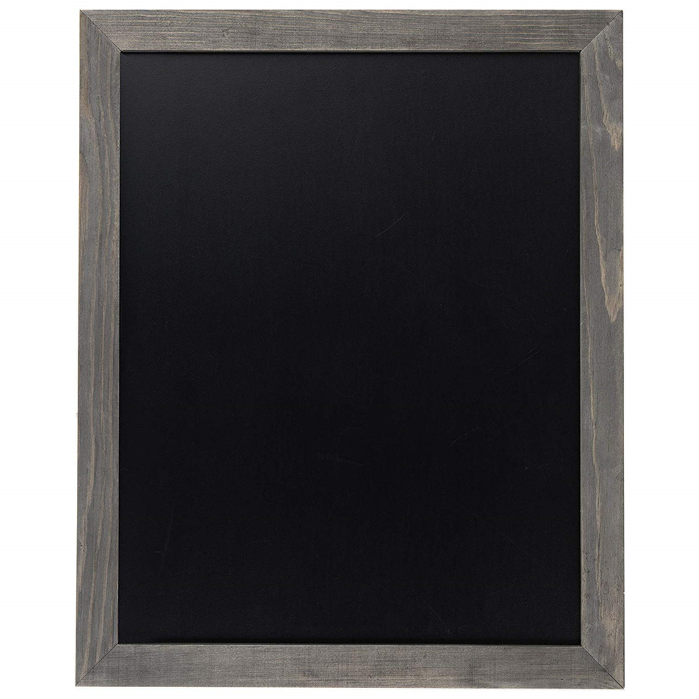 Mounted Blackboard Sign with Rustic Gray Wood Frame