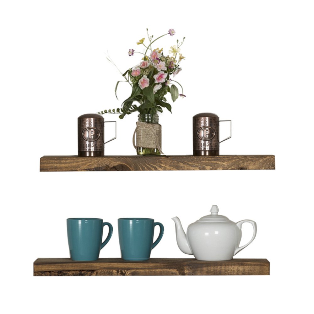 Rustic Pine Floating Shelves