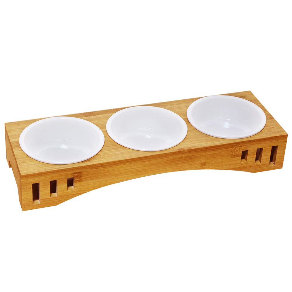 Cat Bowls with Bamboo Stand for Dogs Cats and Puppy