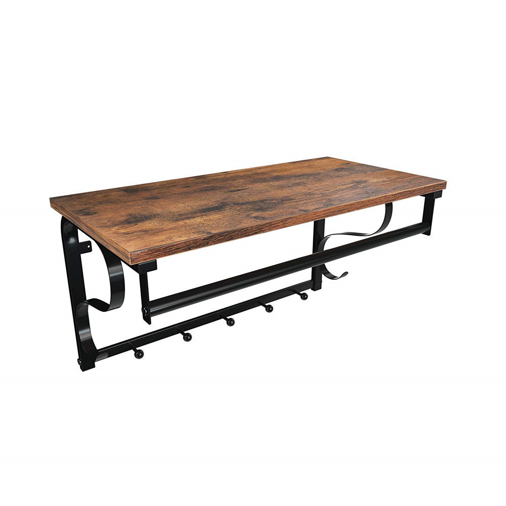 Industrial Entryway Coat Rack Shelf Wall Mounted