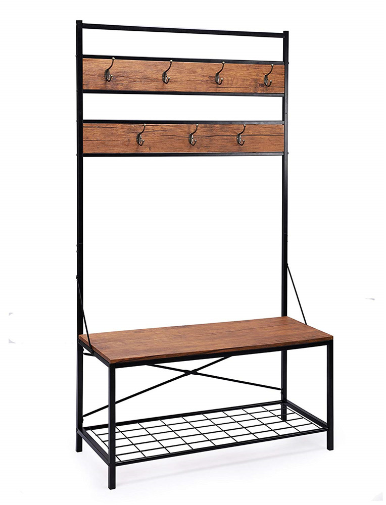 Hall Tree with Bench and Coat Rack for Entryway